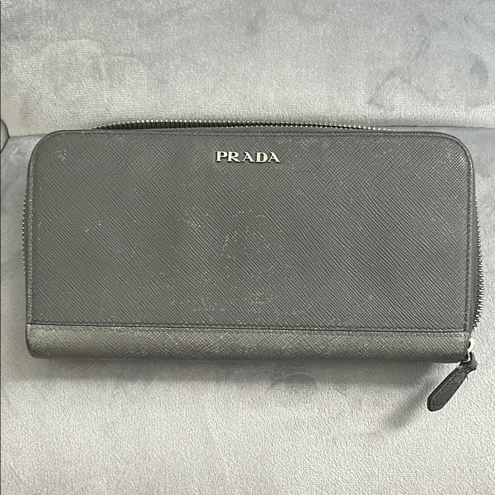 Prada two-tone grey long zippy Wallet